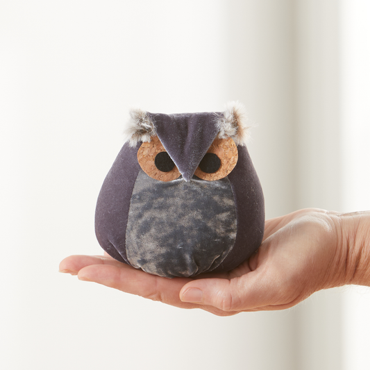 Whimsical Velvet Owl -  Gray