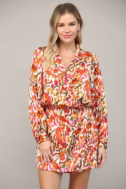 Abstract Wrap Dress