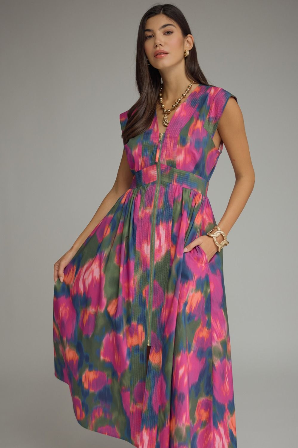 The Faye Midi Dress - Magenta