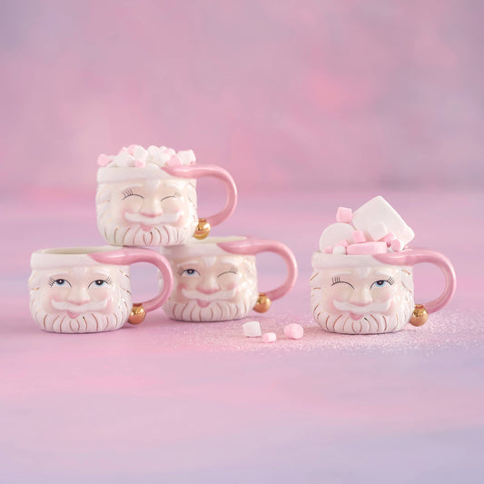 Glitterville Papa Noel Pink Mug 5.5" x 3"