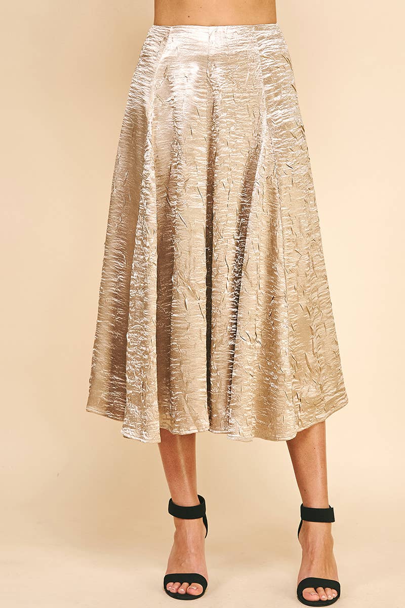 Textured Satin Skirt - Gold