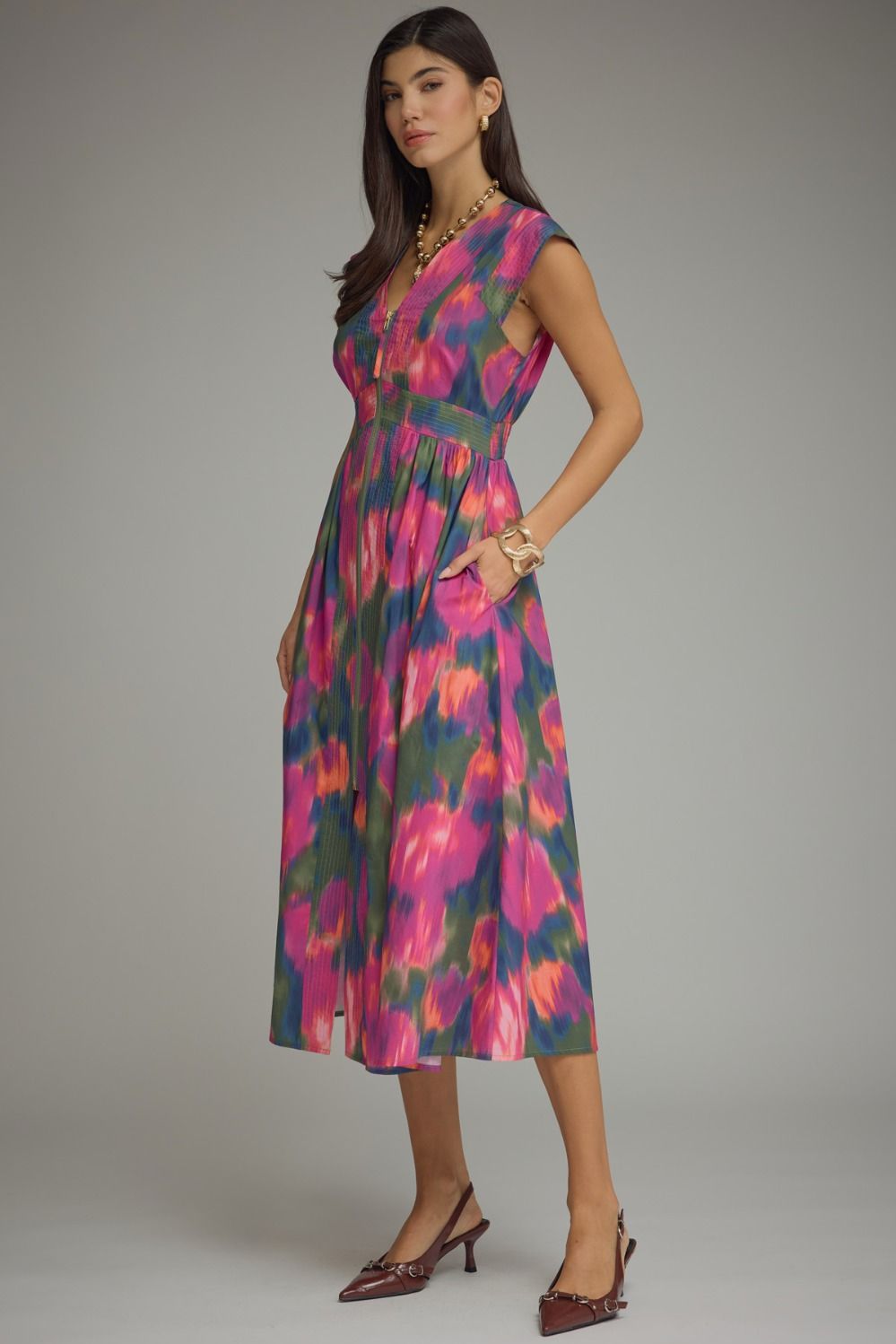 The Faye Midi Dress - Magenta