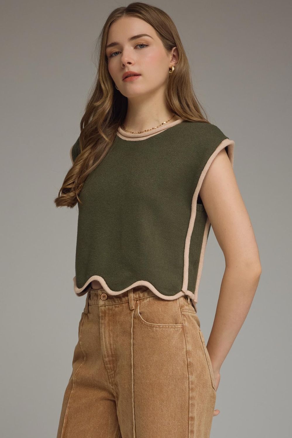 The Ally Knit Top - Army