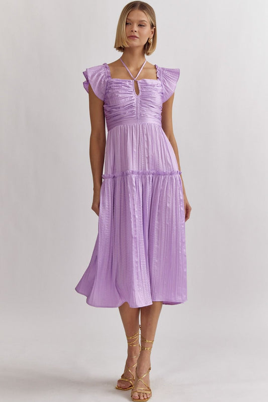 Textured Midi Dress - Lavender