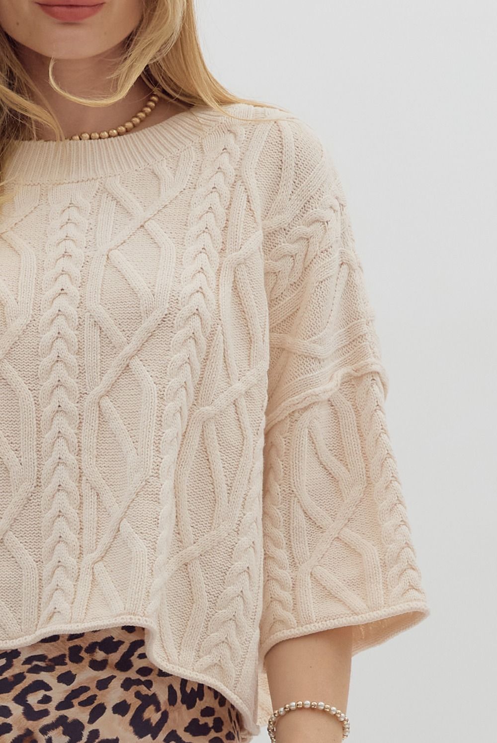 Cable Knit Sweater - Ivory