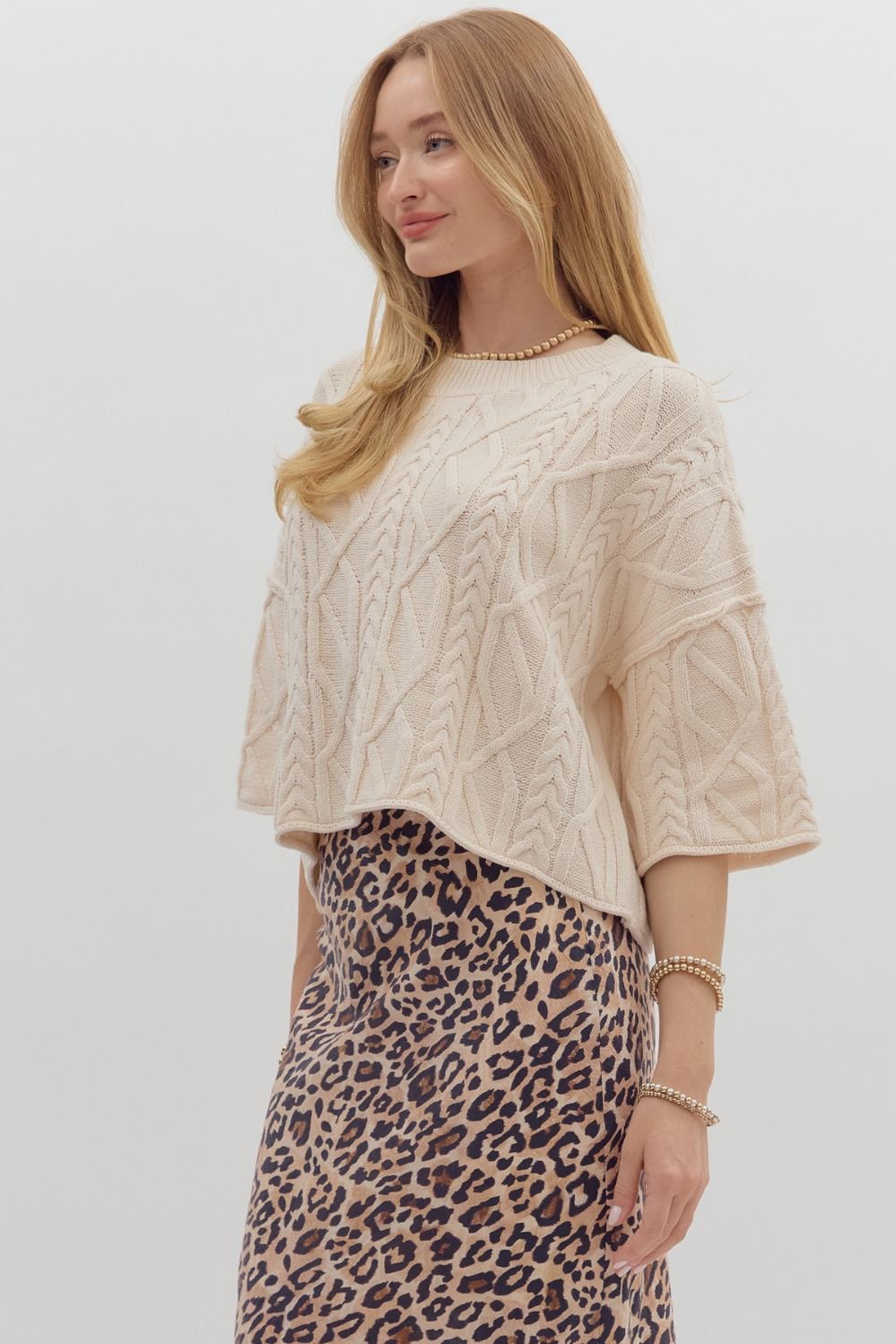 Cable Knit Sweater - Ivory