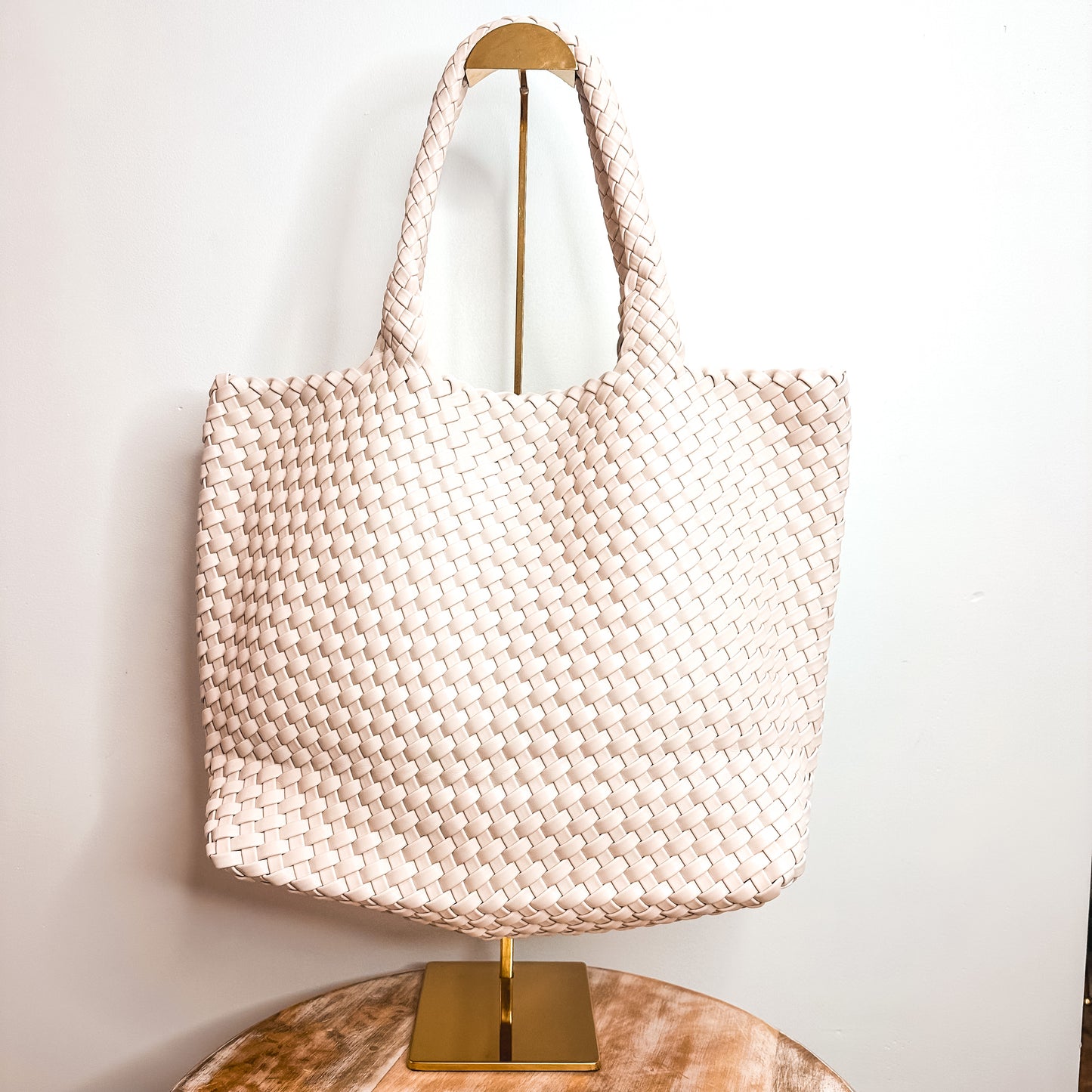 Woven Tote - Ivory  -LG