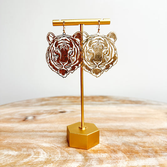 Tiger Filigree Earrings - Gold