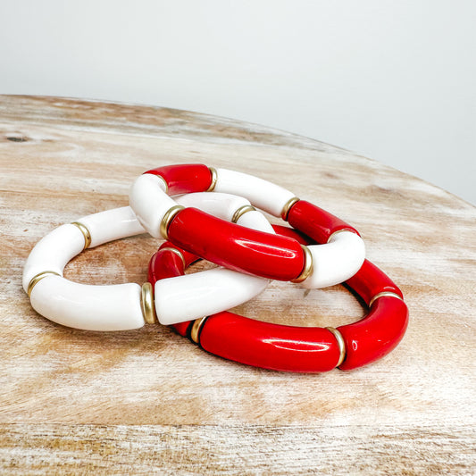 Tube Bracelet - White & Red