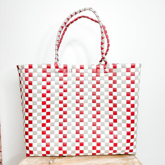 Campus Woven Tote - Crimson