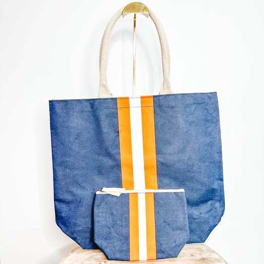 Campus Stripe Tote - Navy