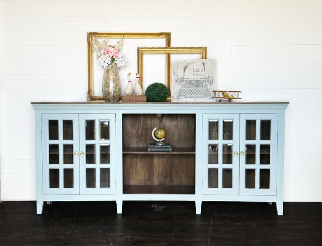 Custom Blue/Walnut Buffet - Pickup only - No Shipping