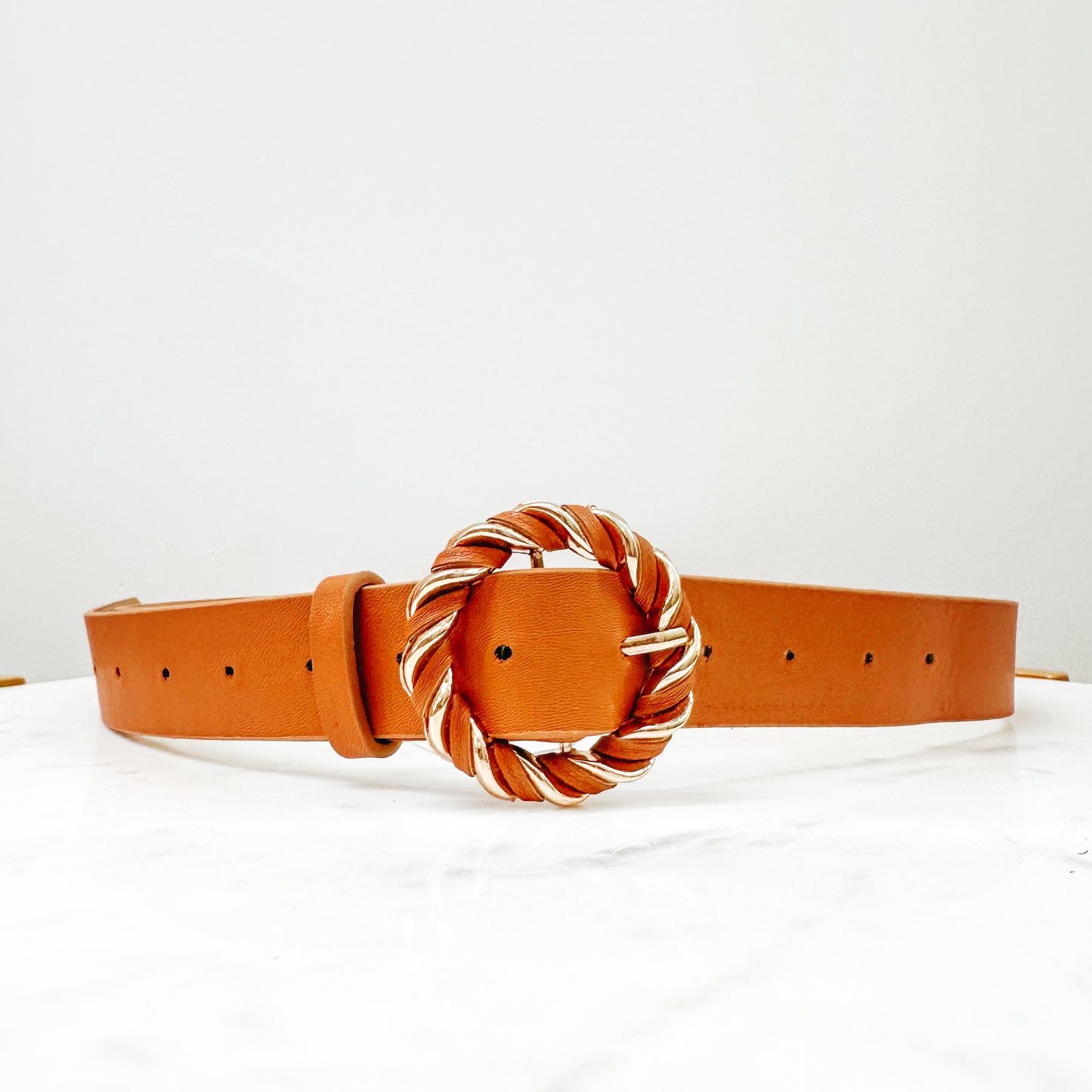 Twisted Buckle Belt - Brown