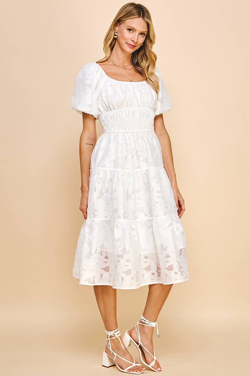 Lace Midi Dress - White