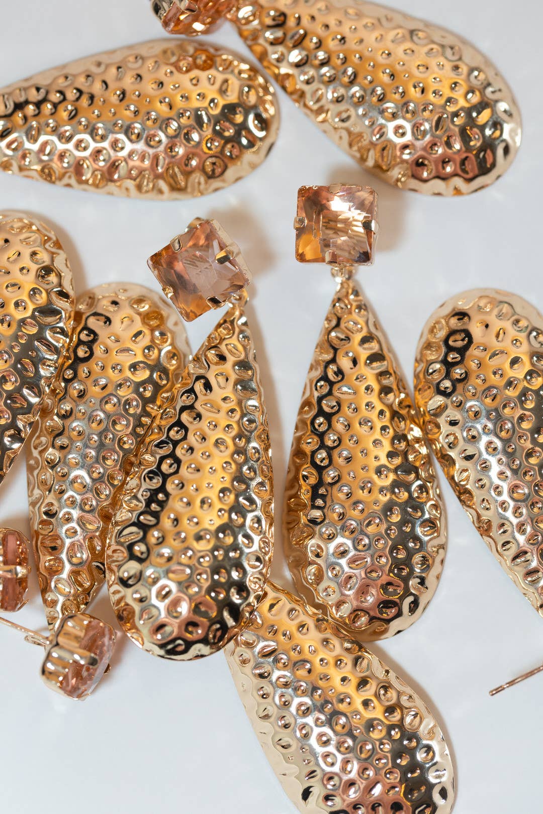 Rosé Bubbles Hammered Rose Gold Statement Earrings