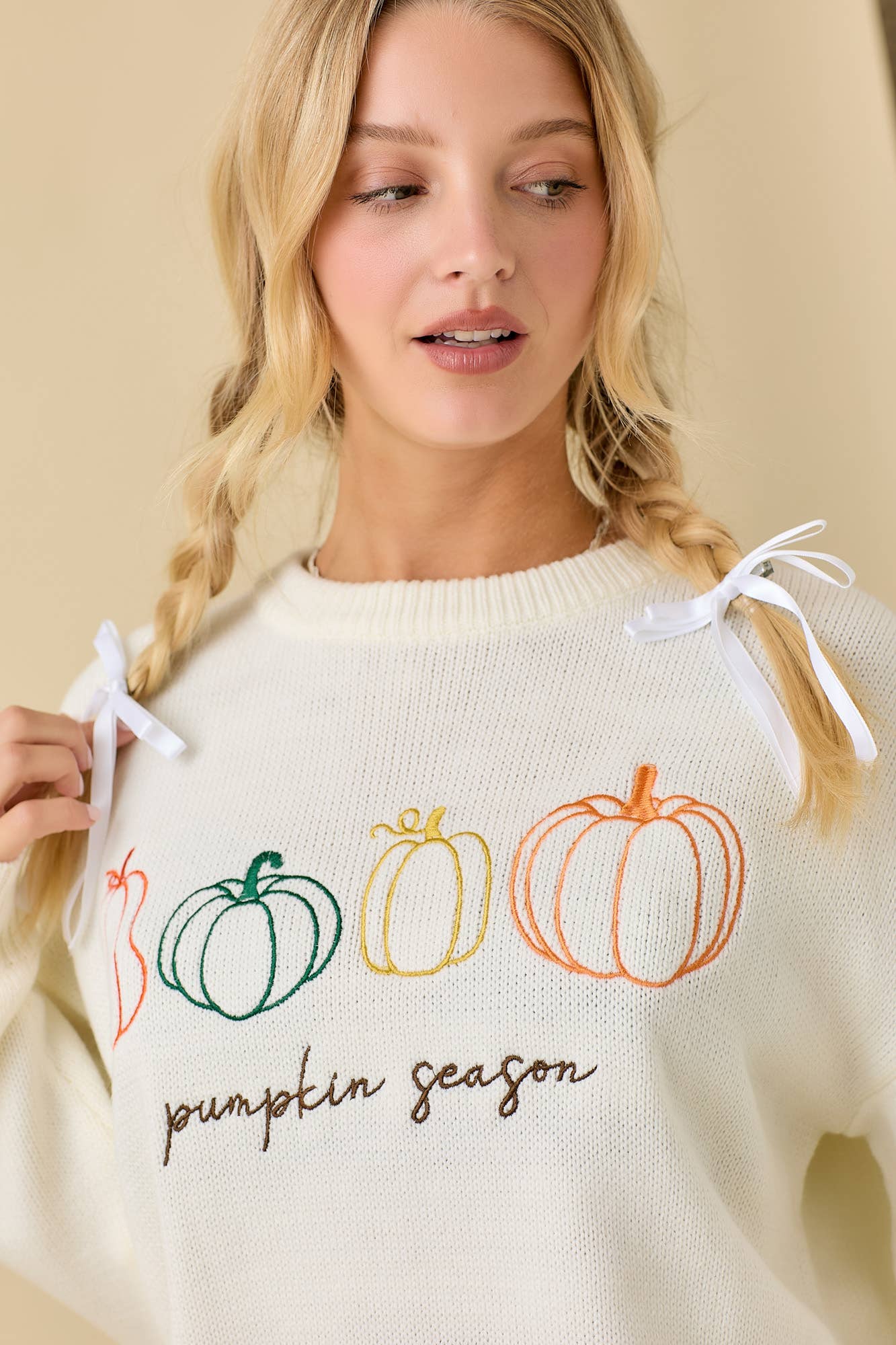 Pumpkin Embroidered Sweater