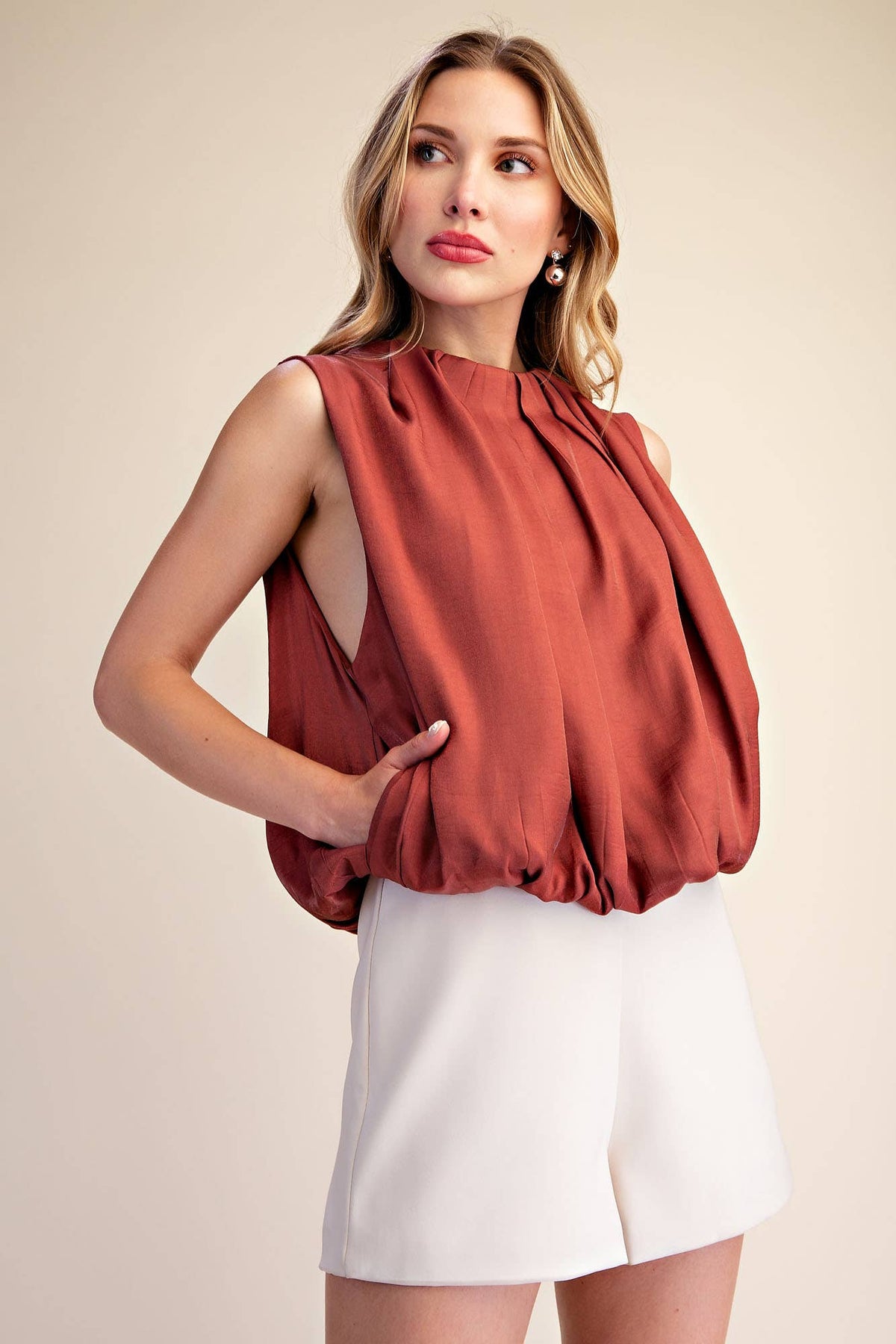 The Becca Balloon Top -  Rust