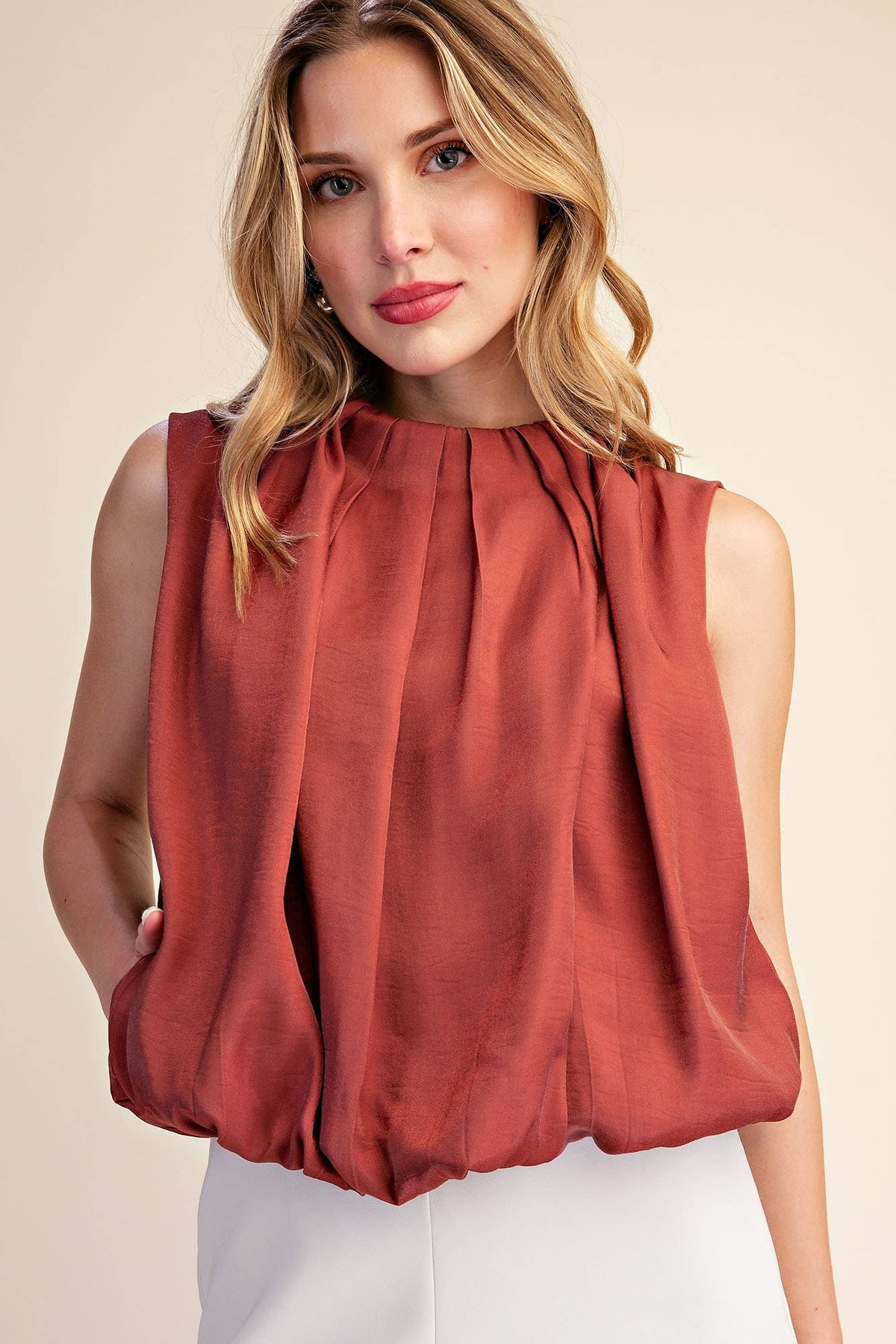 The Becca Balloon Top -  Rust