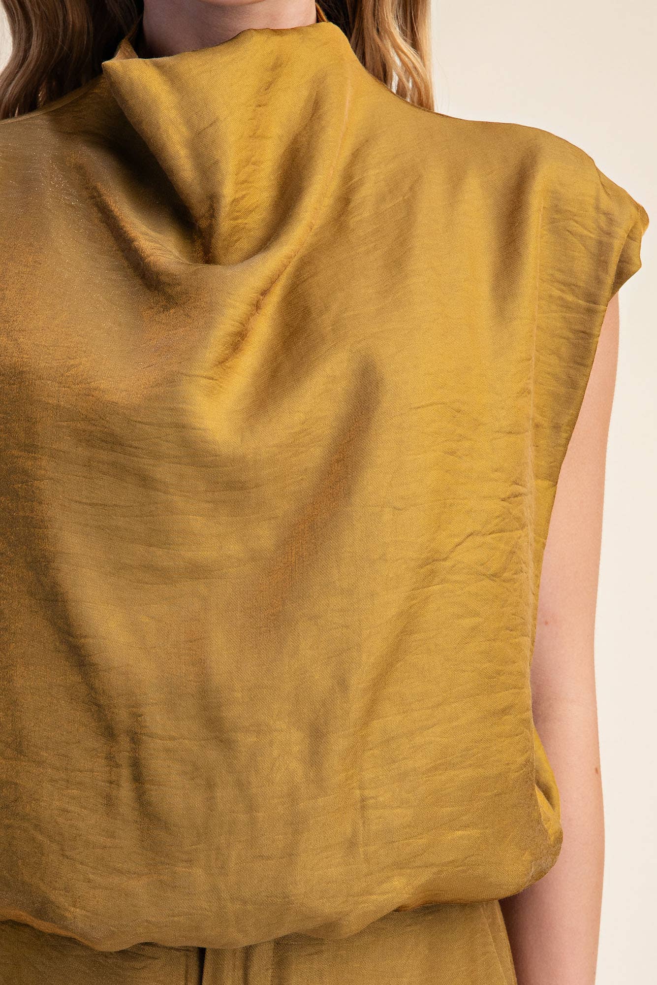 Mock Neck Top-Mustard