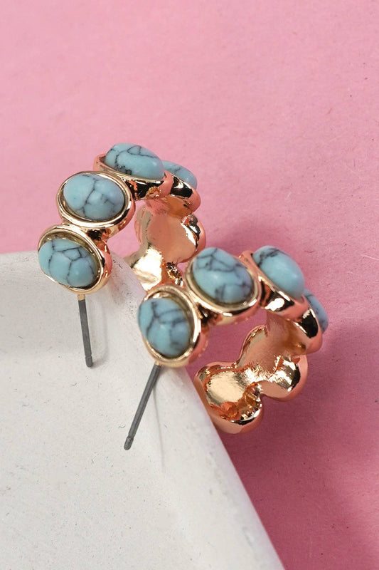 Stone Hoop Earrings