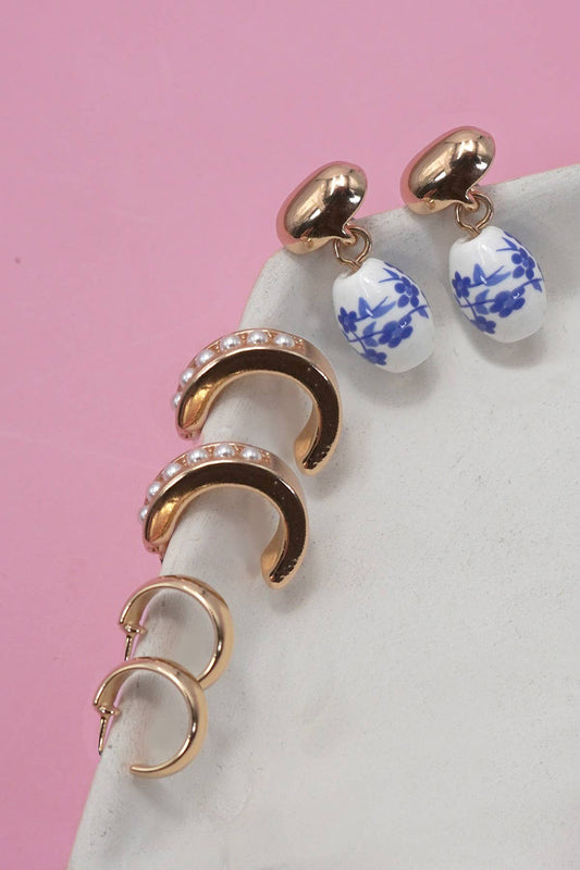 Porcelain Trio Earrings