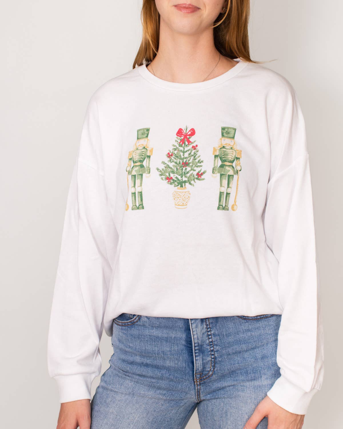 Watercolor Nutcracker Trio Sweatshirt   - White
