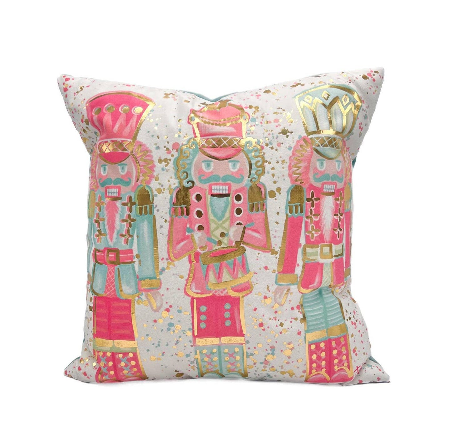 Pink and Mint Golden Nutcrackers Pillow