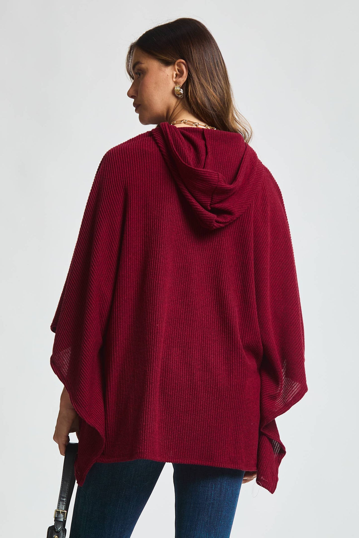 Ribbed Knit Poncho Top - Olive