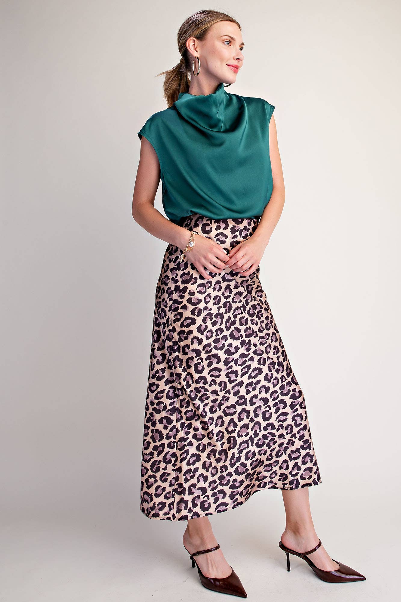 Cowl Neck Top : Hunter Green