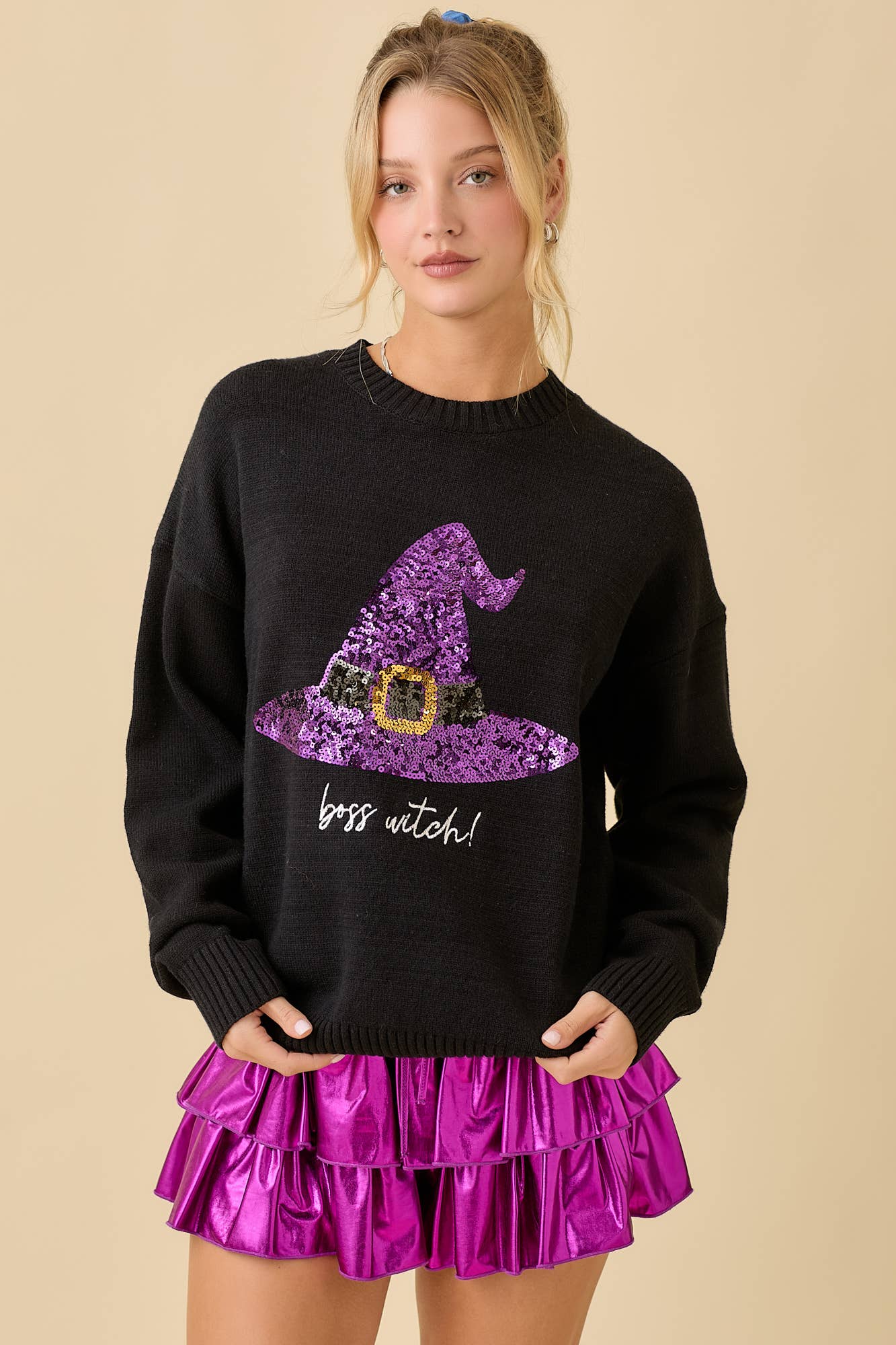 Sequin Witch Hat Sweater