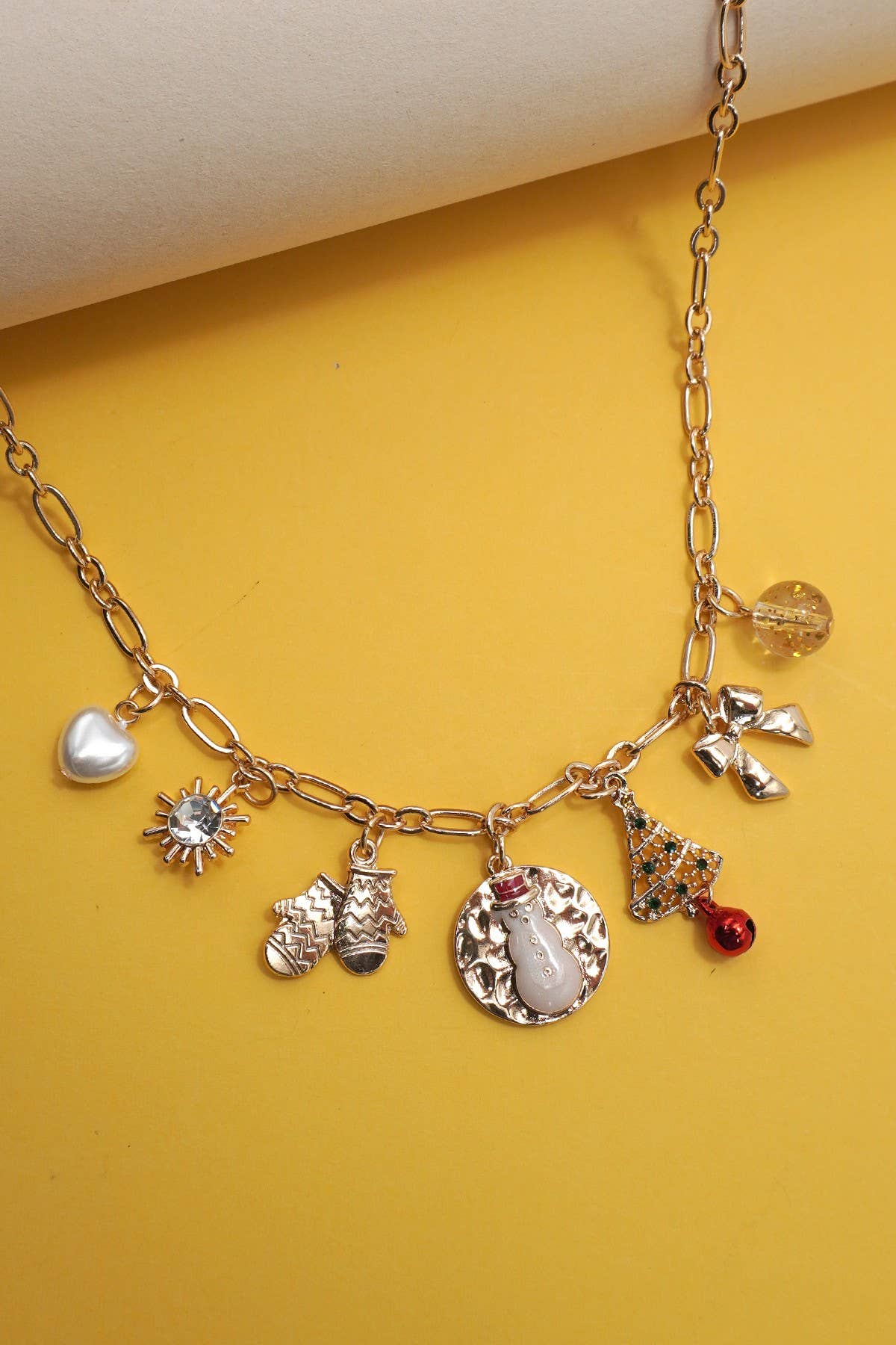 Christmas Tree Bow Charm Necklace
