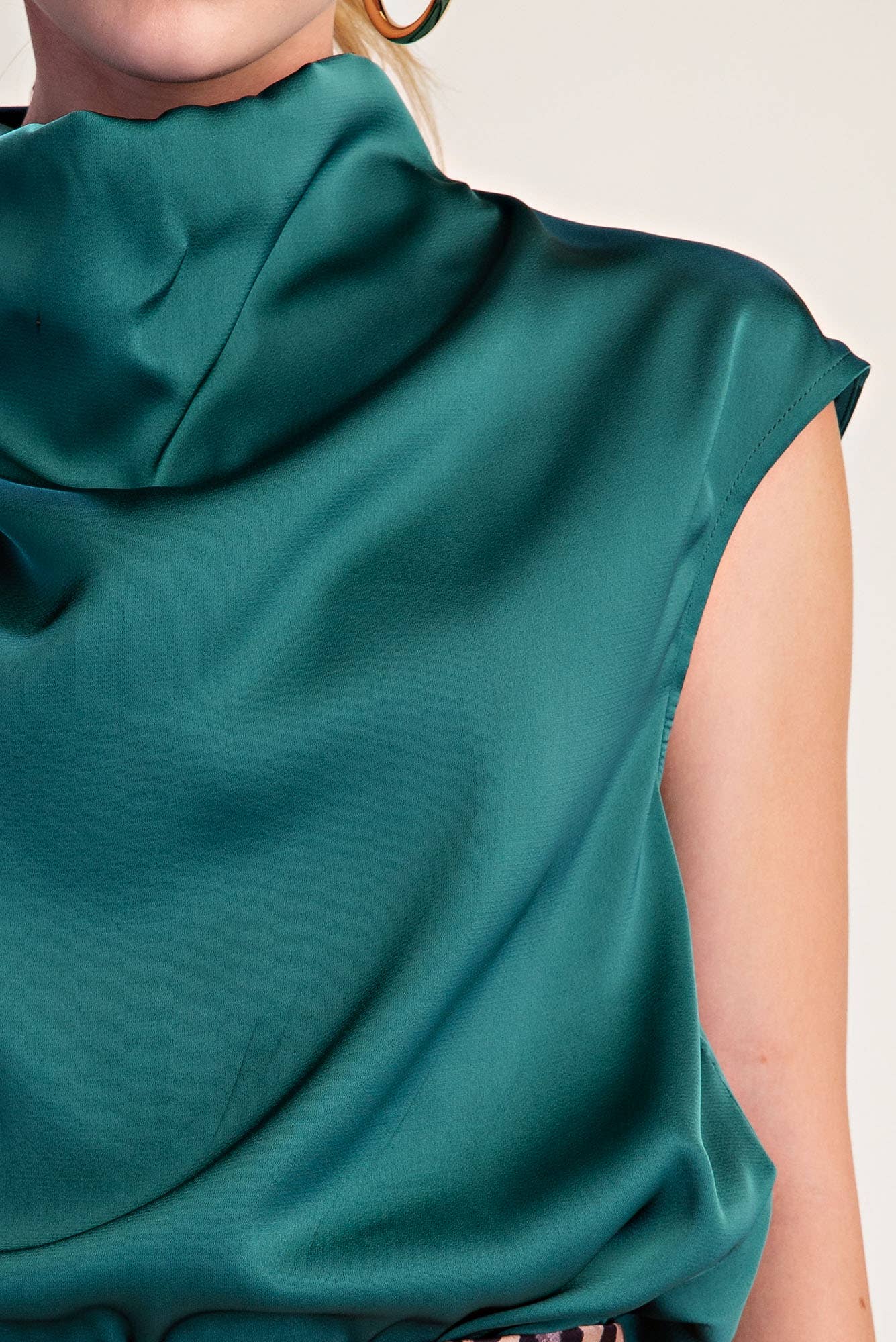 Cowl Neck Top : Hunter Green