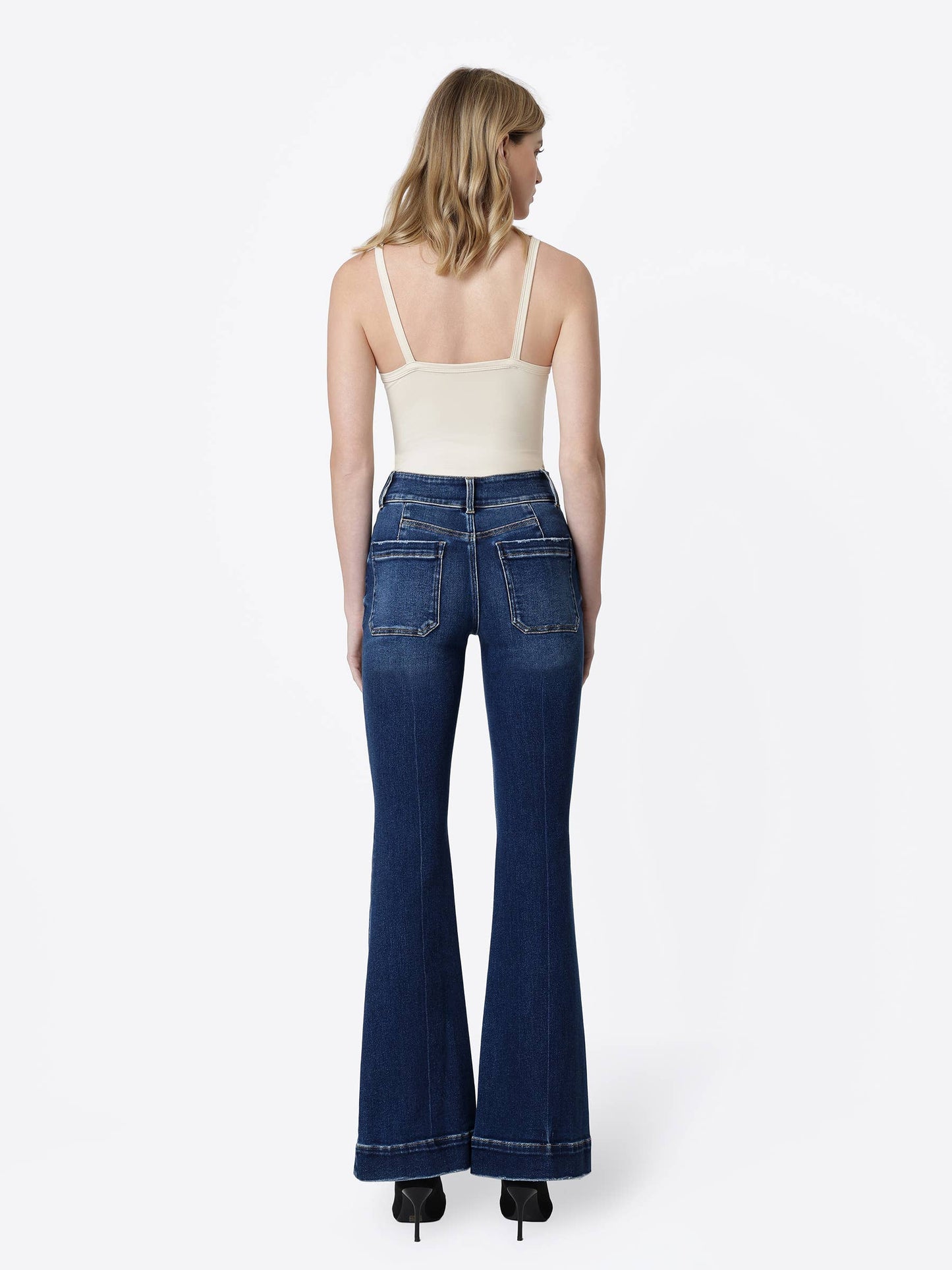 High Rise Yoke Flare Jeans