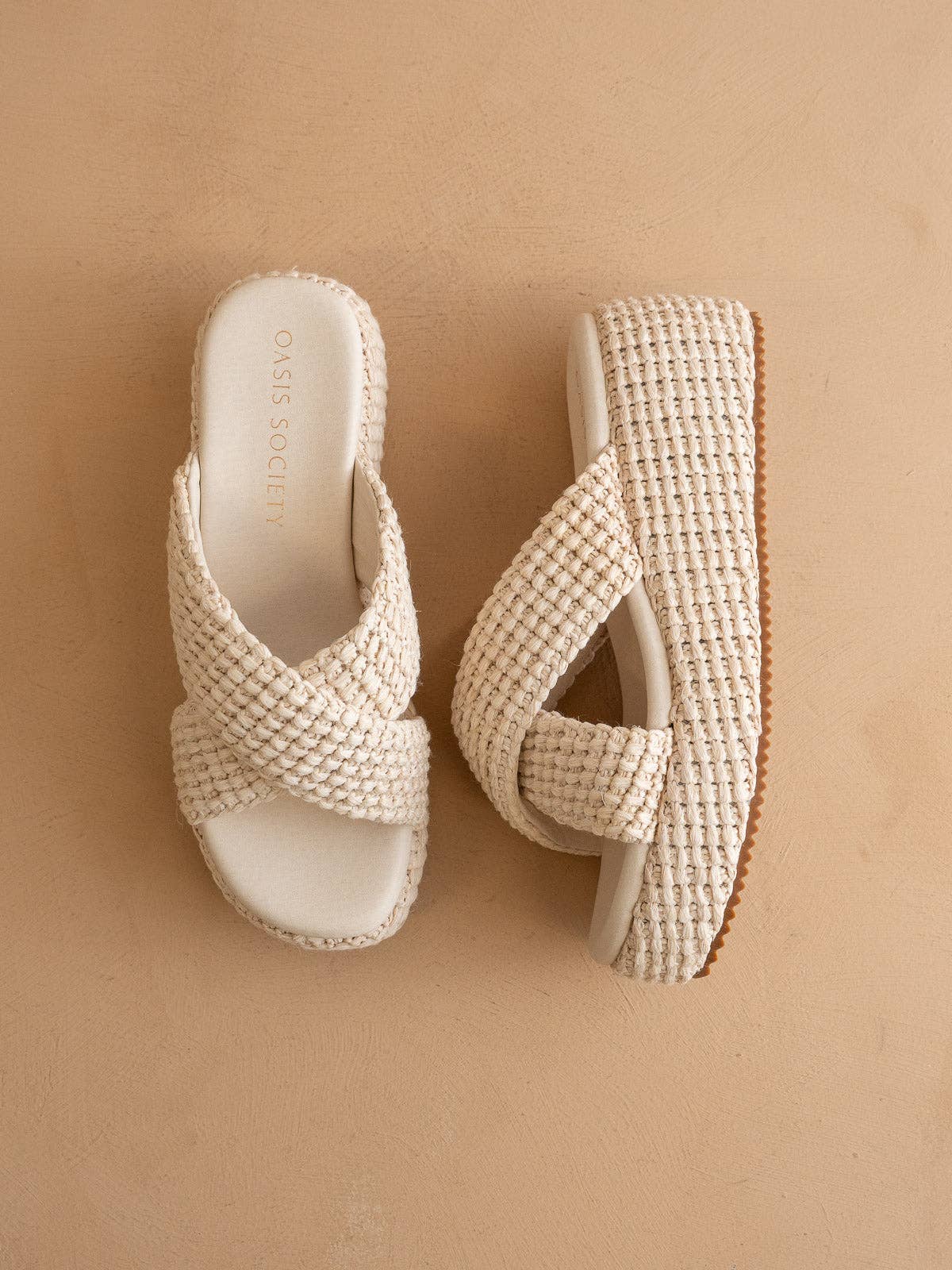 The Fresno | Ivory Raffia Platform Sandal: