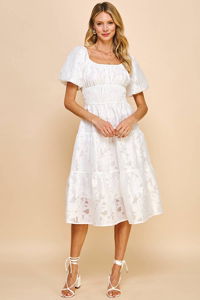 Lace Midi Dress - White