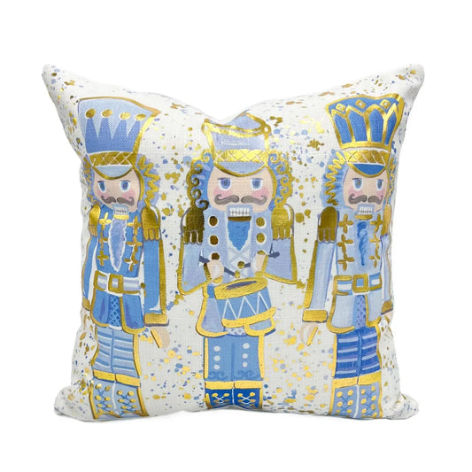 Baby Blue Golden Nutcrackers Pillow