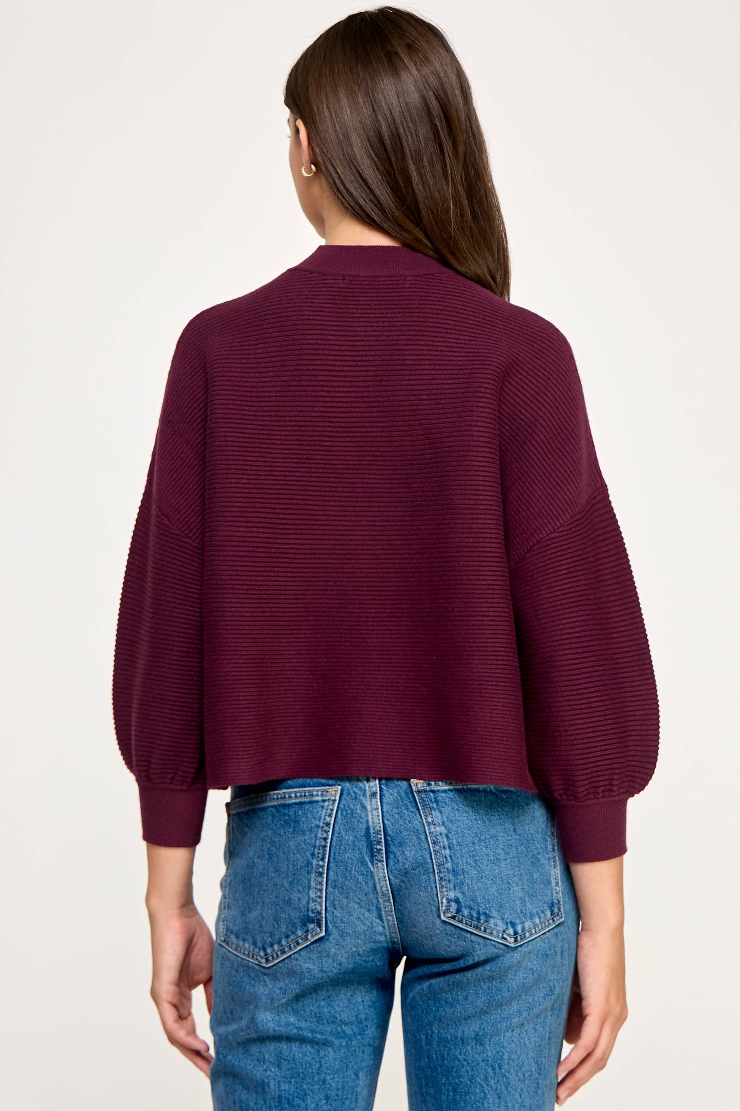 Balloon Sleeve Sweater - Merlot