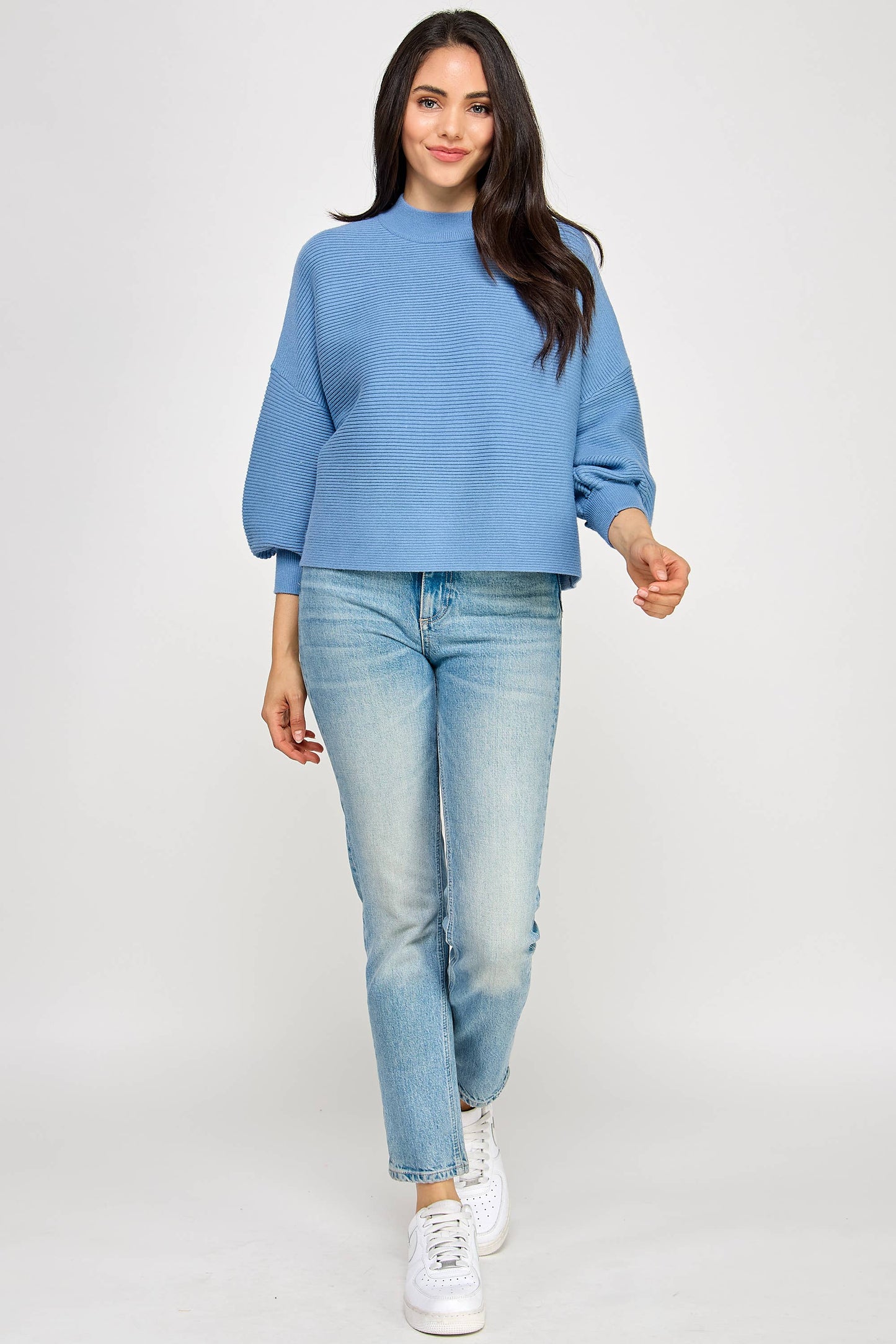 Balloon Sleeve Sweater - Azure