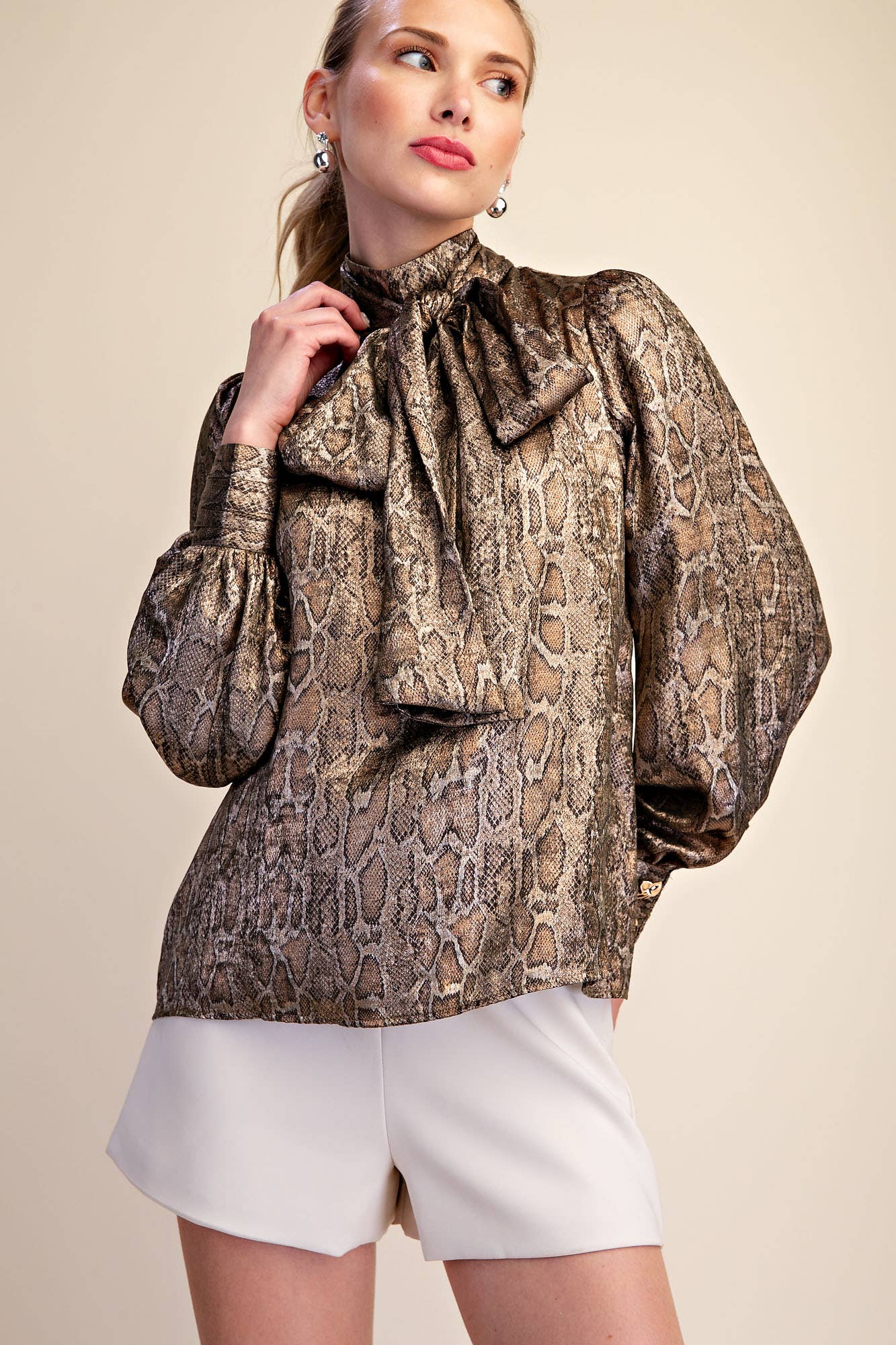 The Sassy Satin Blouse -  Olive
