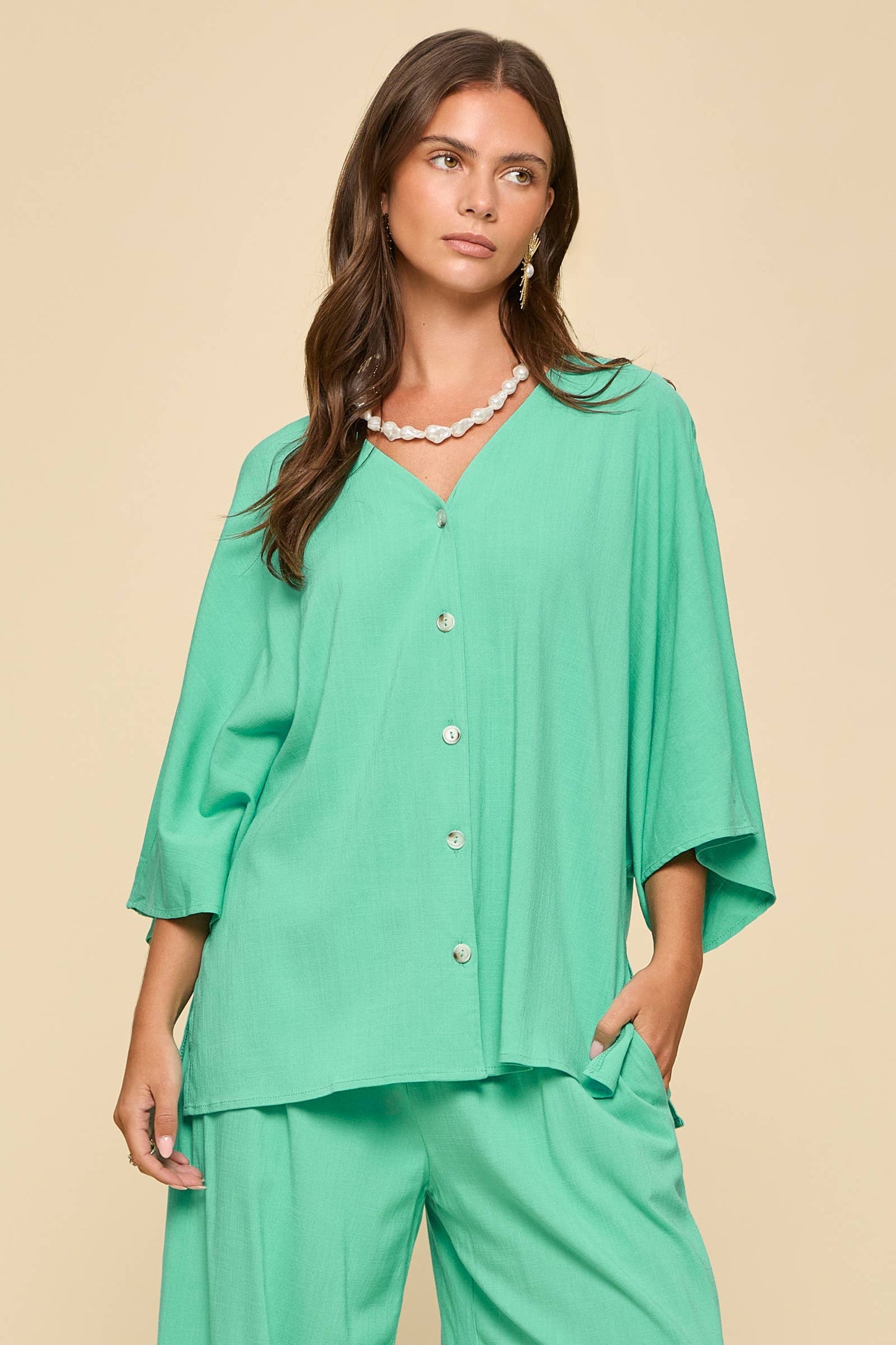 The Sophia Linen Set: Emerald