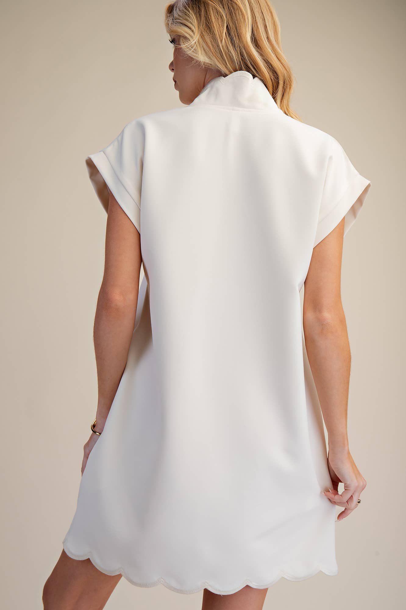 Pretty Scalloped Dress - Ivory