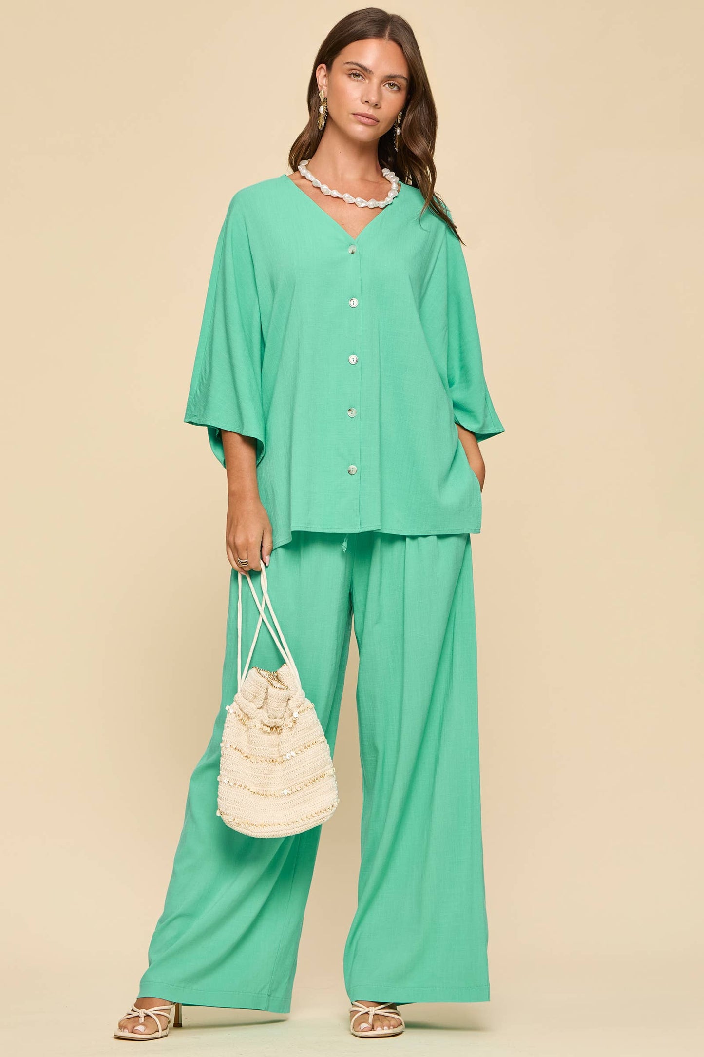 The Sophia Linen Set: Emerald
