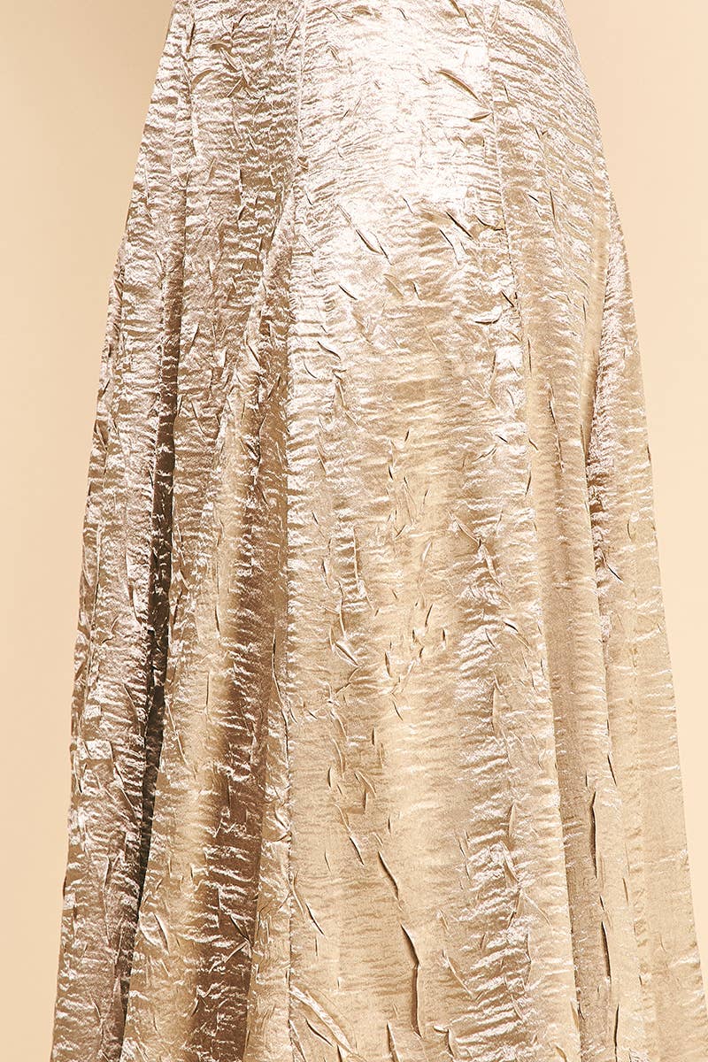 Textured Satin Skirt - Gold