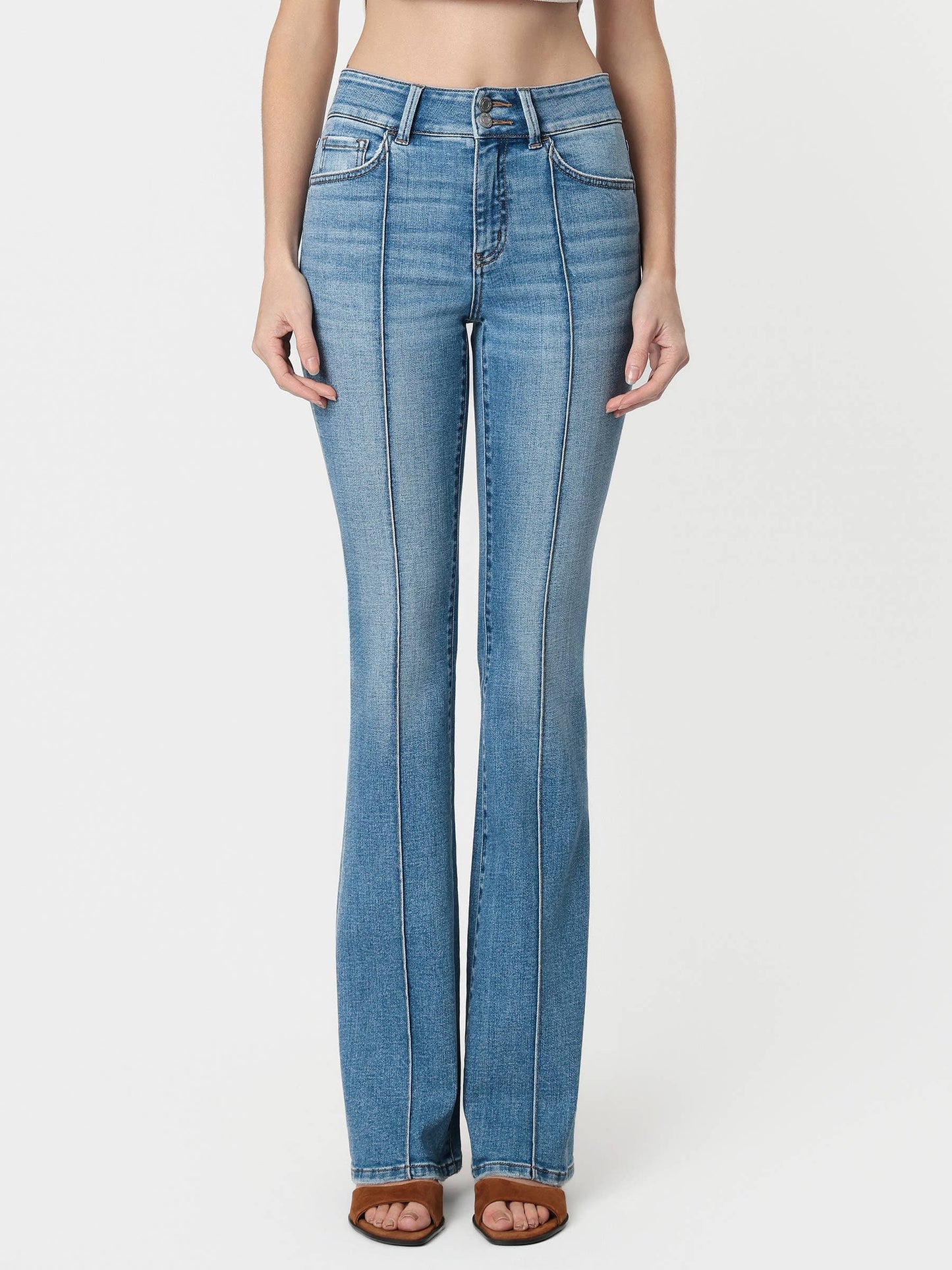 High Rise Pintuck Bootcut Jeans