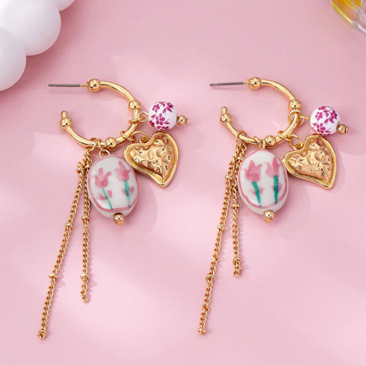 Floral Charm Hoop Earrings