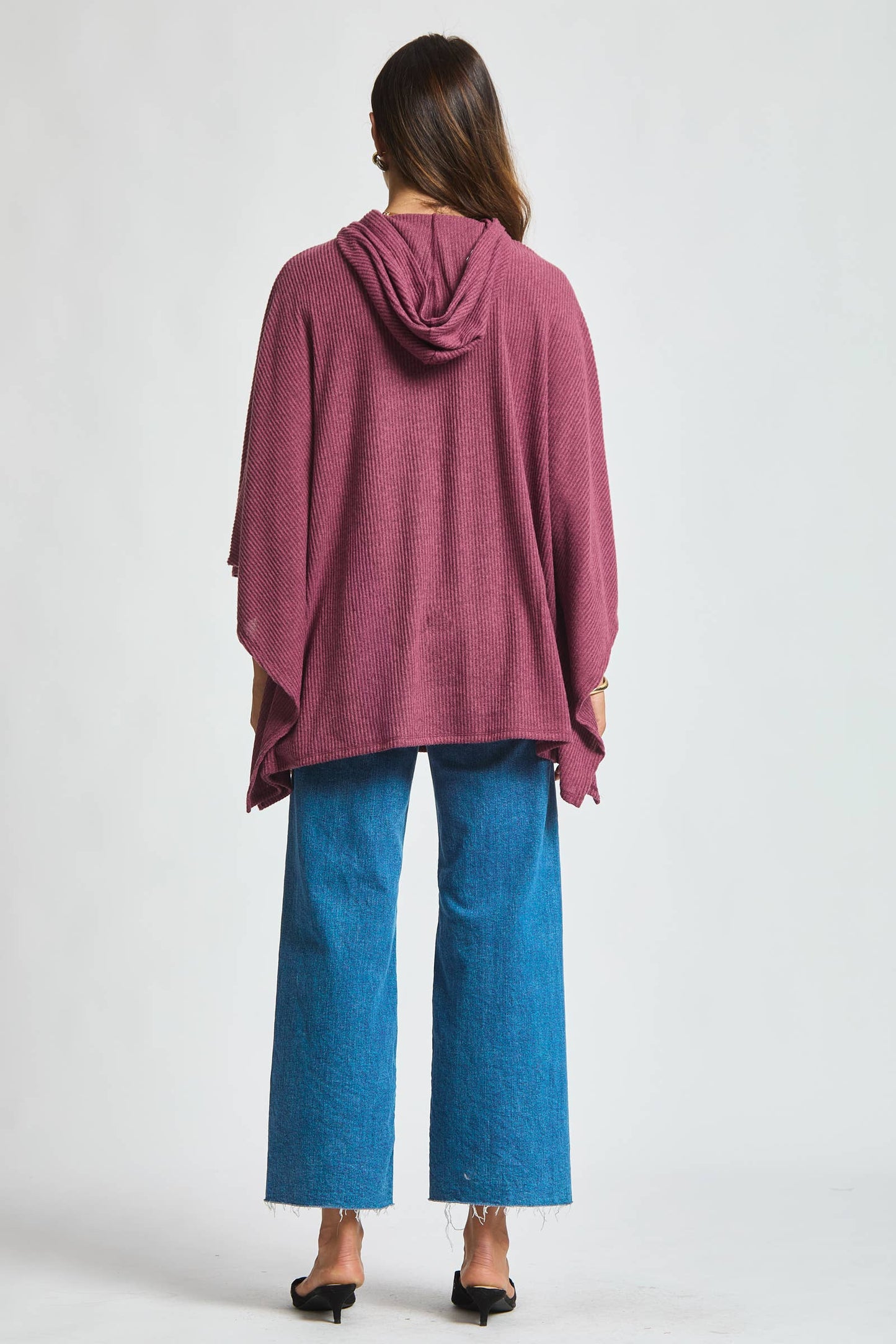 Ribbed Knit Poncho Top - Olive