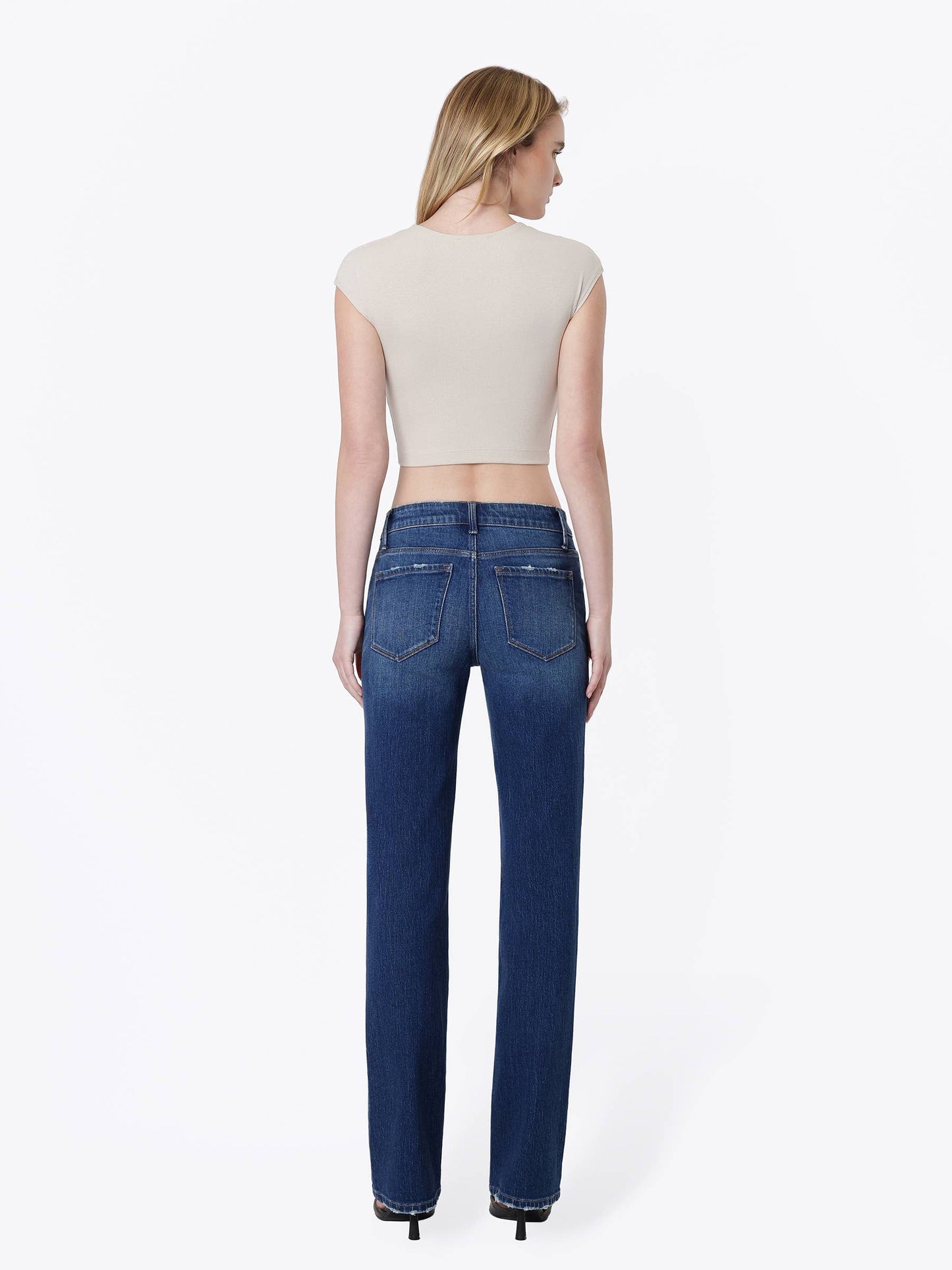 Mid Rise Dark Straight Jeans
