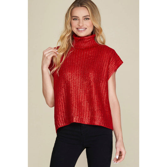Metallic Sweater - Red