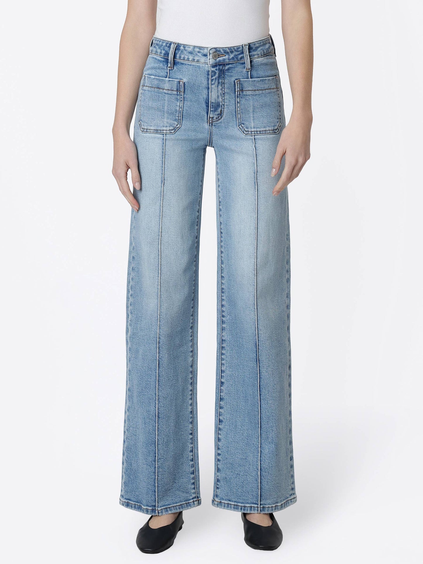 High Rise Patch Pocket Jeans