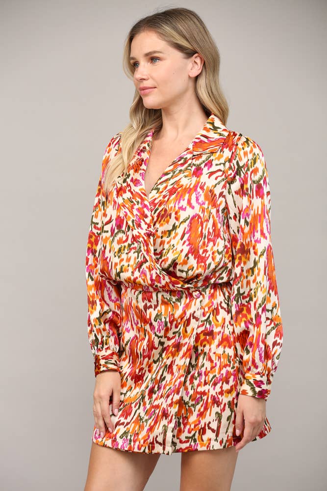 Abstract Wrap Dress